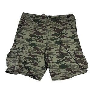 Steve & Barry's Men's Cargo Shorts 40 Camo Green Zip Pockets Vintage Y2K